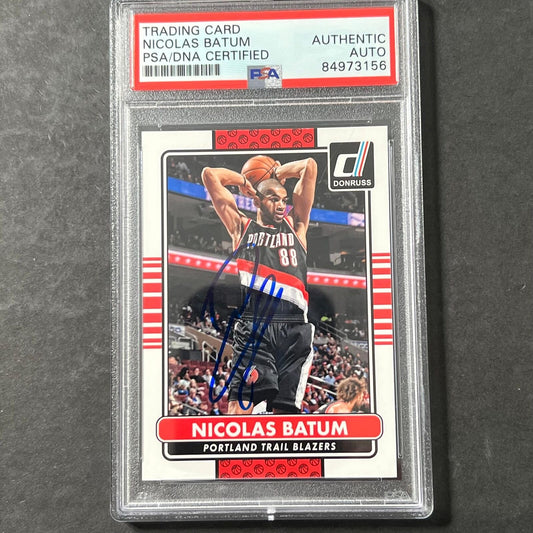 2014-15 Panini Donruss #155 Nicolas Batum Signed Card AUTO PSA Slabbed Blazers