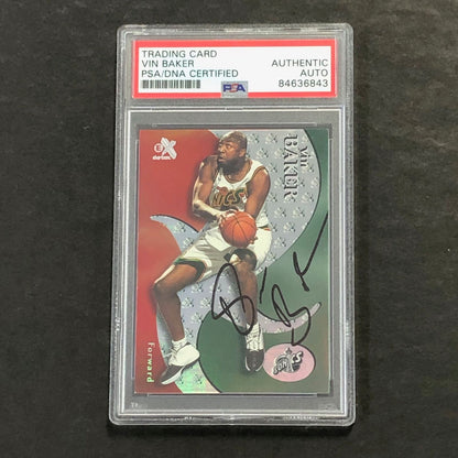 1999-00 Skybox #28 Vin Baker Signed Card AUTO PSA/DNA Slabbed Supersonics