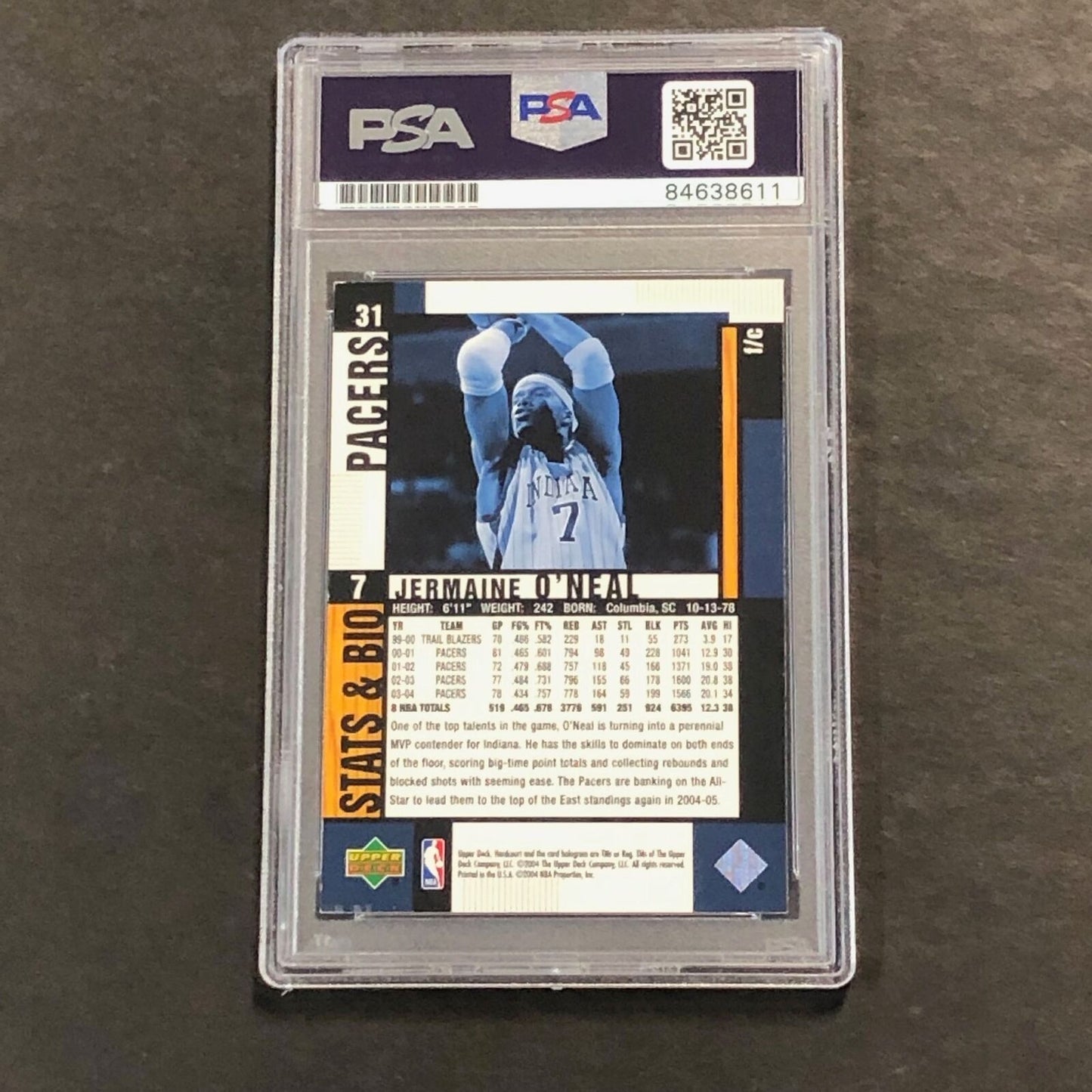 2004-05 Upper Deck Hardcourt #31 Jermaine O'Neal Signed Card AUTO PSA Slabbed Pa
