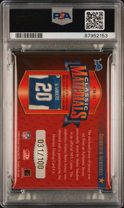 2002 Donruss Classics Classic Materials #CM12  Barry Sanders Signed PSA Authenti