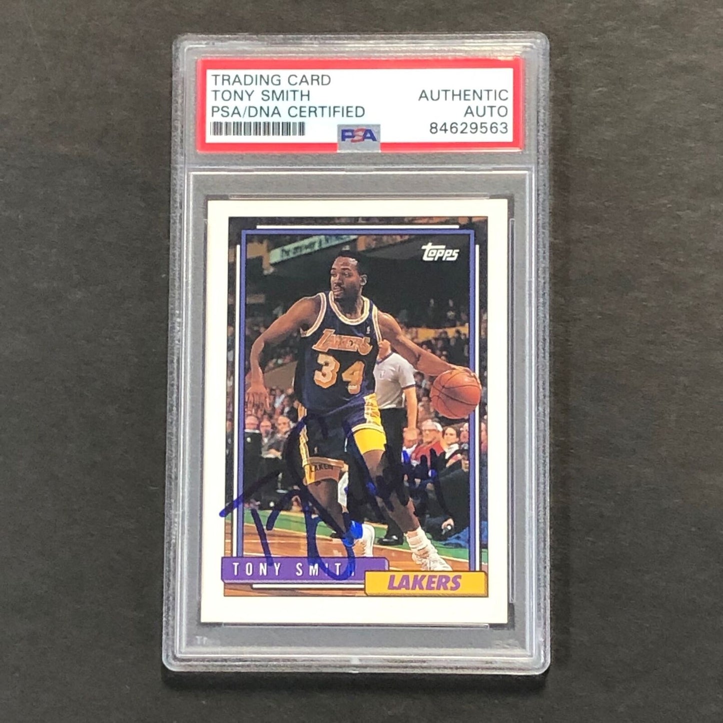 1992-93 Topps #72 Tony Smith Signed Card AUTO PSA Slabbed Lakers