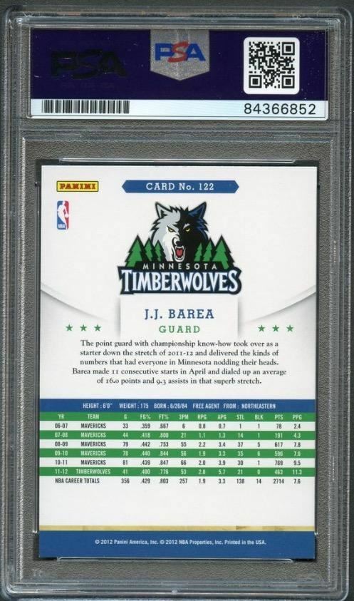 2012-13 NBA Hoops #122 JJ Barea Signed Card AUTO PSA/DNA Slabbed Timberwolves