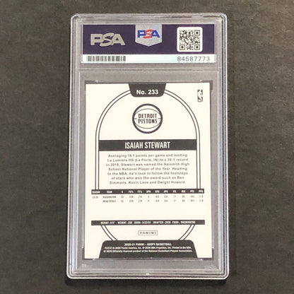 2020-21 NBA Hoops #233 Isaiah Stewart Signed Card AUTO PSA Slabbed RC Pistons