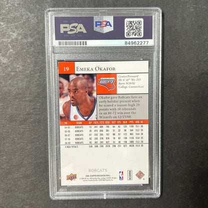 2009-10 Upper Deck Basketball #19 Emeka Okafor Signed Card AUTO PSA Slabbed RC B