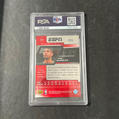 2005 Upper Deck ESPN #77 Tim Duncan Signed Card AUTO PSA/DNA Slabbed Autographed