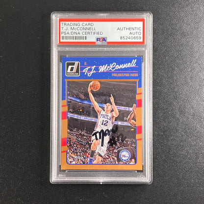 2016-17 Panini Donruss #4 TJ McConnell Signed Card AUTO PSA Slabbed 76ers
