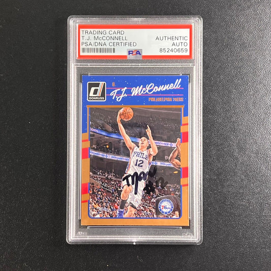 2016-17 Panini Donruss #4 TJ McConnell Signed Card AUTO PSA Slabbed 76ers