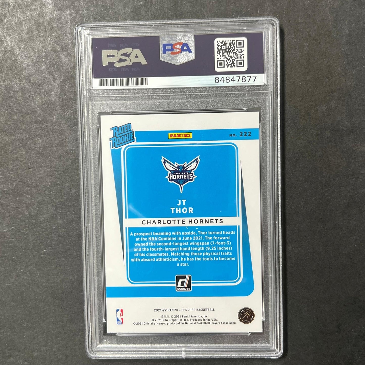 2021-22 Panini Donruss Rated Rookie #222 JT Thor Signed Card AUTO PSA/DNA Slabbe