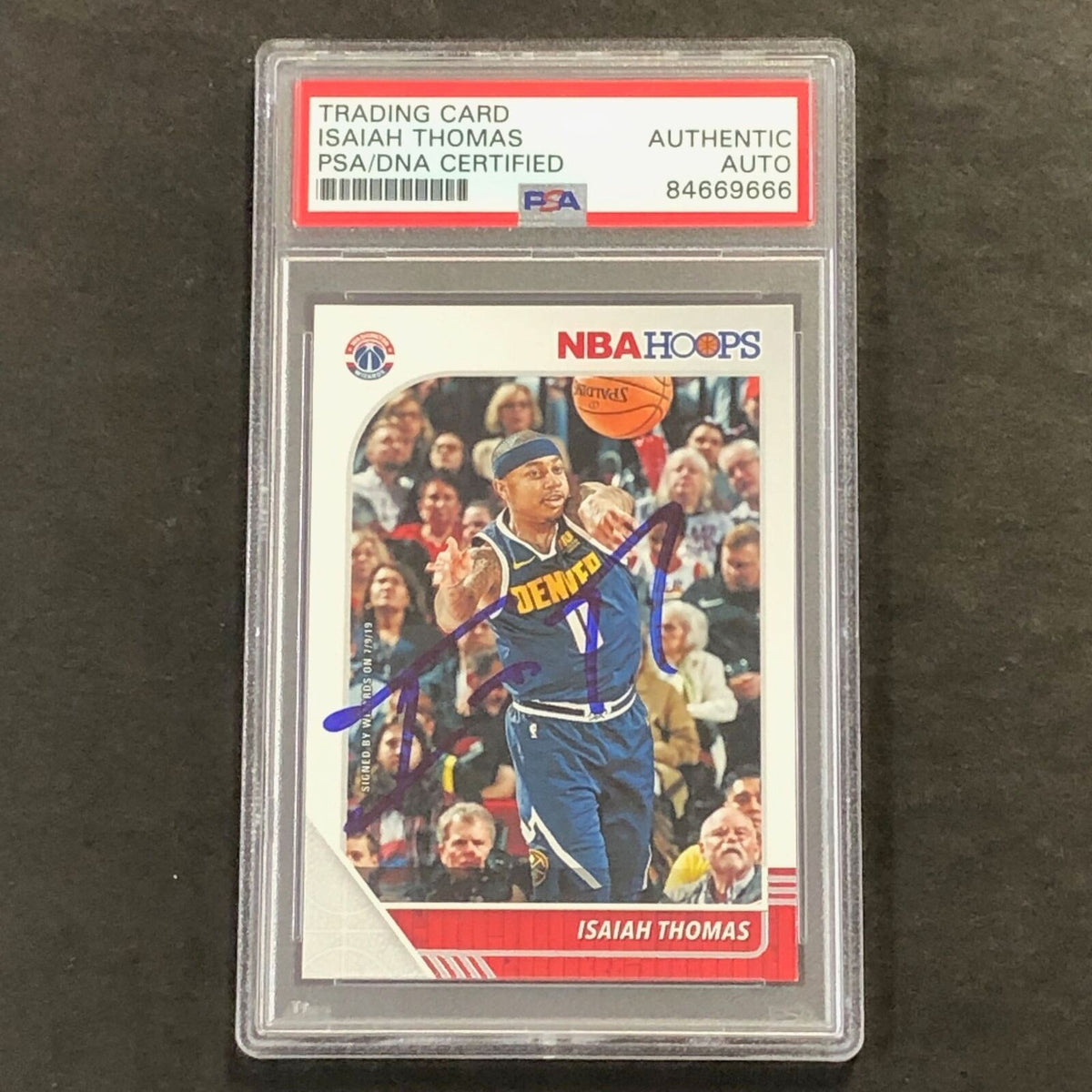 2019-20 Panini NBA Hoops #154 Isaiah Thomas Signed Card AUTO 10 PSA Slabbed Wiza