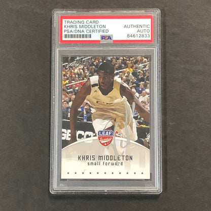 2012 Leaf Basketball #KM4 Khris Middleton Signed Card AUTO PSA/DNA Slabbed Texas