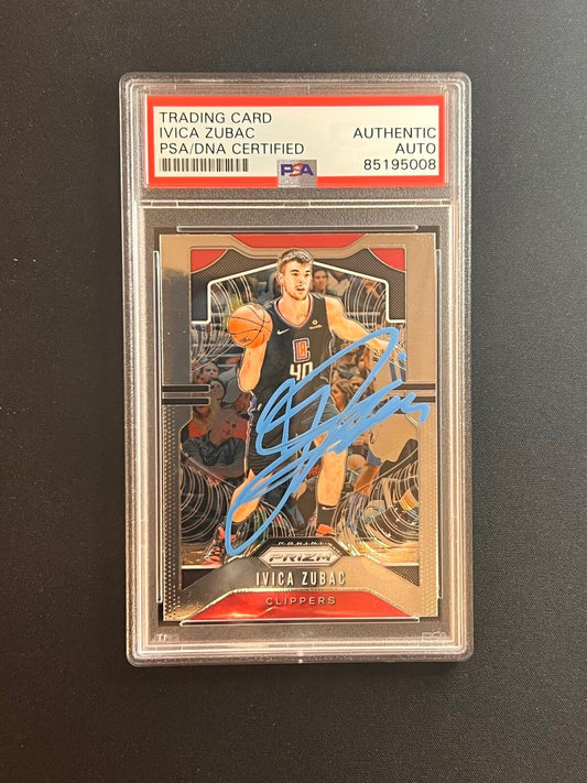 2019-20 Panini Prizm Silver #220 Ivica Zubac Signed Card AUTO PSA Slabbed Clippe