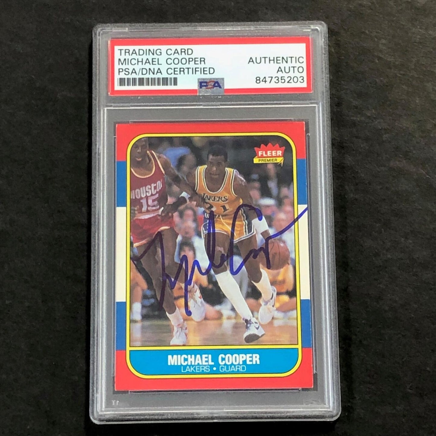 1986 Fleer #17 Michael Cooper Signed Card AUTO PSA Slabbed Lakers