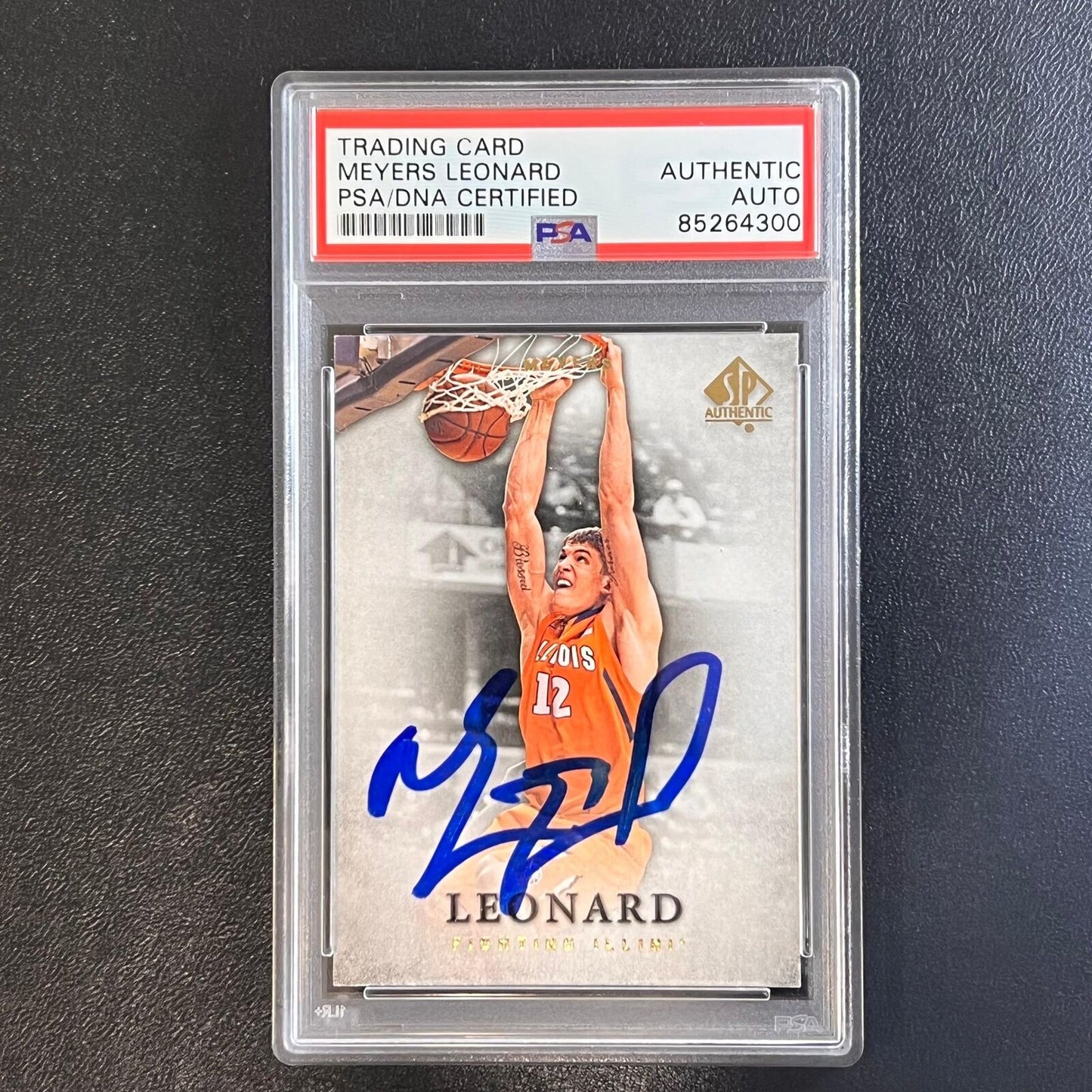 2012-13 SP Authentic #21 Meyers Leonard Signed Card AUTO PSA Slabbed Fighting Il