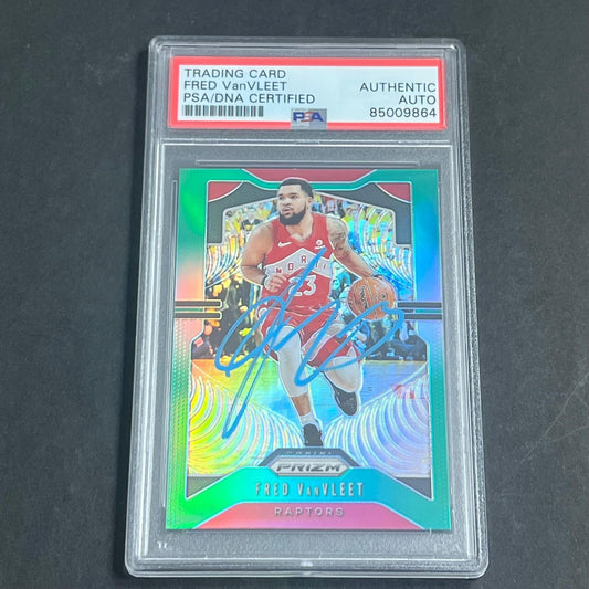 2019-20 Panini Prizm Iced Green #157 Fred VanVleet Signed Card AUTO PSA Slabbed
