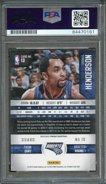 2012-13 Panini Threads #13 Gerald Henderson Signed AUTO PSA Slabbed Hornets