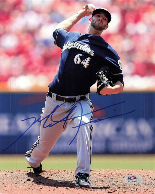 Mike Fiers signed 8x10 photo PSA/DNA Milwaukee Brewers Autographed