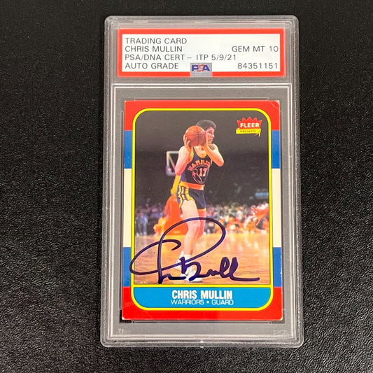 1986 Fleer Premier #77 Chris Mullin Signed RC Rookie Card AUTO 10 PSA