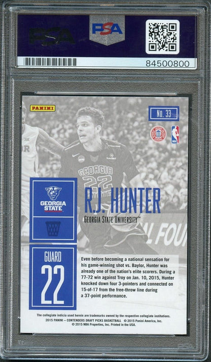 2015-16 Contenders Draft Picks #33 RJ HUNTER Signed Card AUTO 10 PSA Slabbed Geo