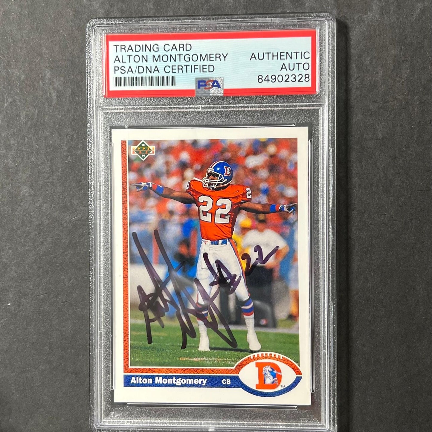 1991 Upper Deck #311 Alton Montgomery Signed Card AUTO PSA Slabbed Broncos