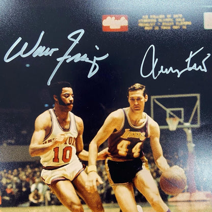 Jerry West and Walt Frazier signed 11x14 photo PSA/DNA Los Angeles Lakers Autogr