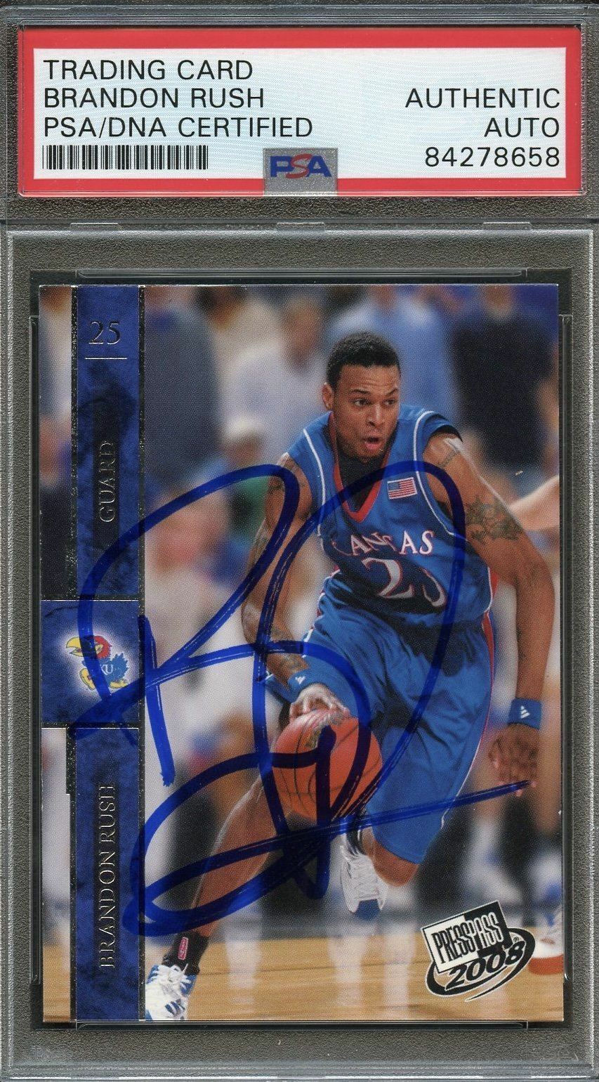 2008 Press Pass #30 Brandon Rush Signed Card AUTO PSA Slabbed Jayhawks