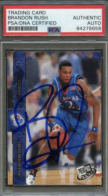 2008 Press Pass #30 Brandon Rush Signed Card AUTO PSA Slabbed Jayhawks