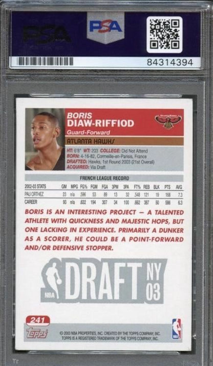 2003 NBA Topps #241 Boris Diaw-Riffiod Signed Card AUTO PSA Slabbed RC