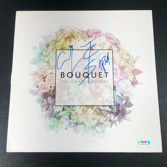 ALEX PALL ANDREW TAGGART signed The Chainsmokers' Bouquet LP Vinyl PSA/DNA Album