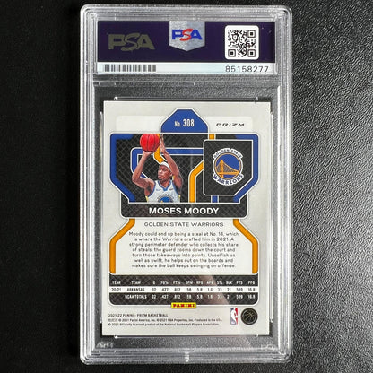 2021-22 Panini Prizm #308 Moses Moody Signed Card AUTO 10 PSA Slabbed RC Warrior