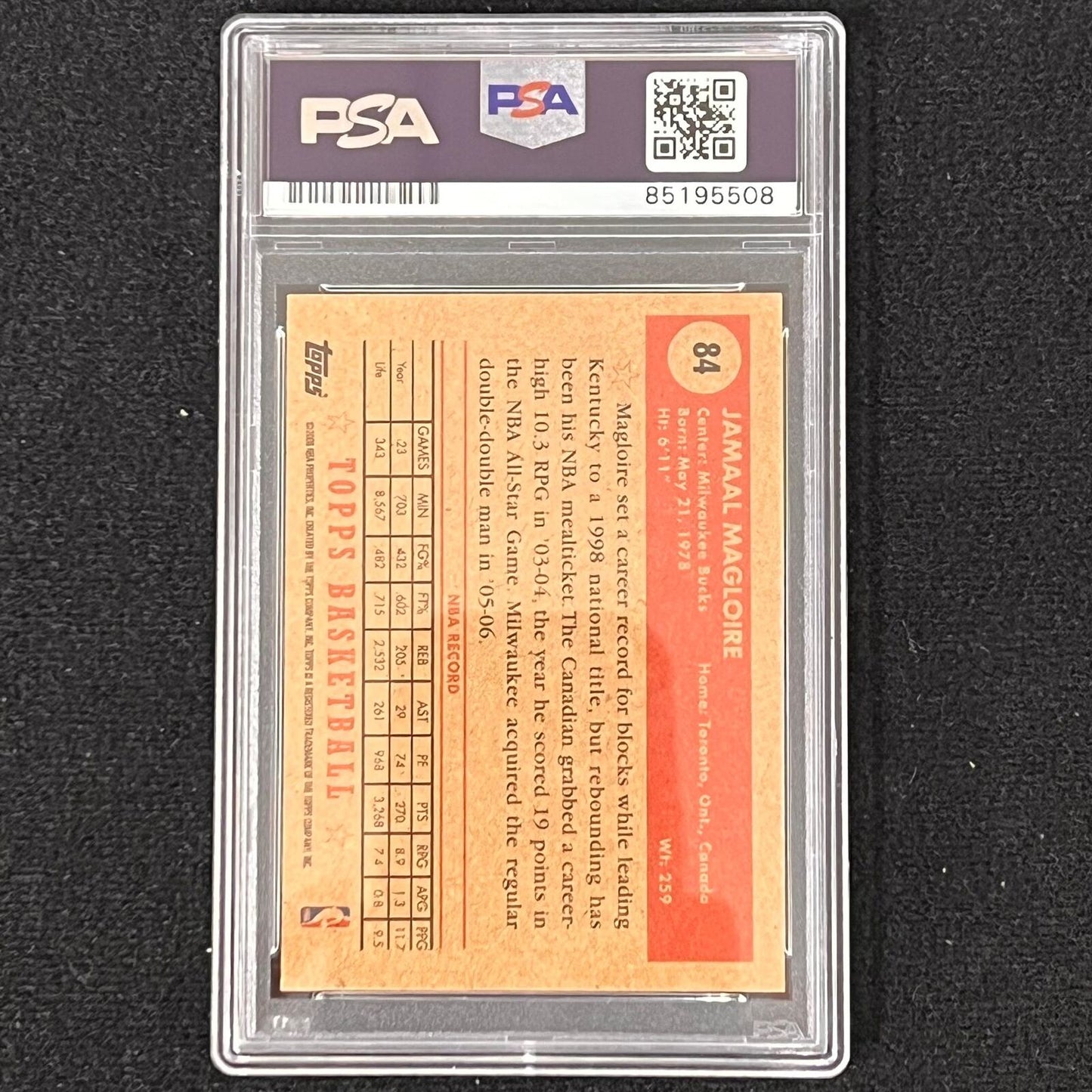 2005-06 Topps #84 Jamaal Magloire Signed Card AUTO PSA/DNA Slabbed Bucks