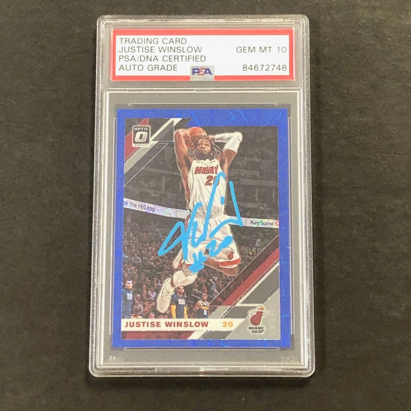 2019-20 Panini Donruss Optic #21 Justise Winslow Signed Card AUTO PSA/DNA Slabbe