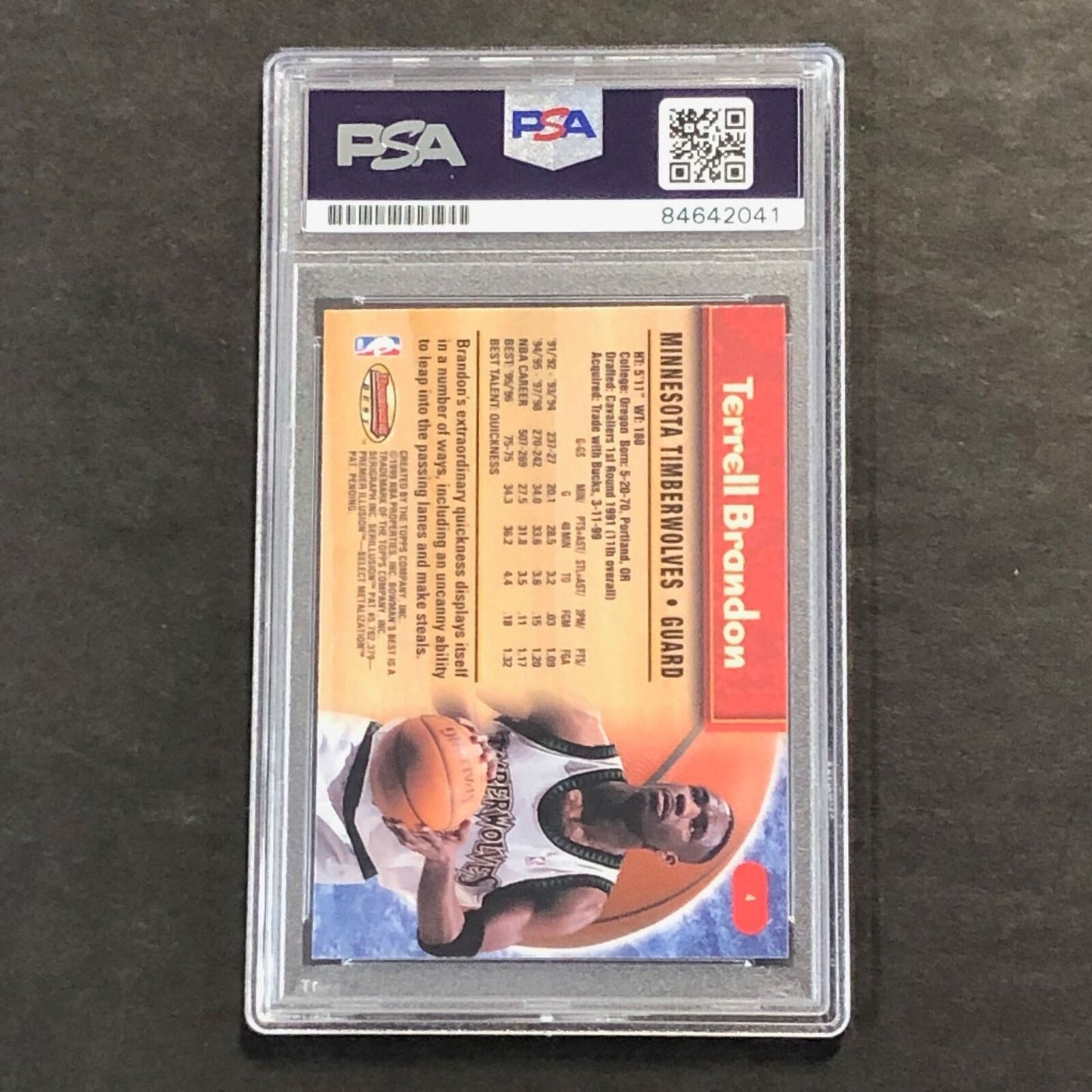 1999 Bowman Best #4 Terrell Brandon Signed Card AUTO PSA/DNA Slabbed Bucks