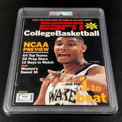 Tim Duncan signed ESPN magazine cover PSA Encapsulated San Antonio Spurs Autogra