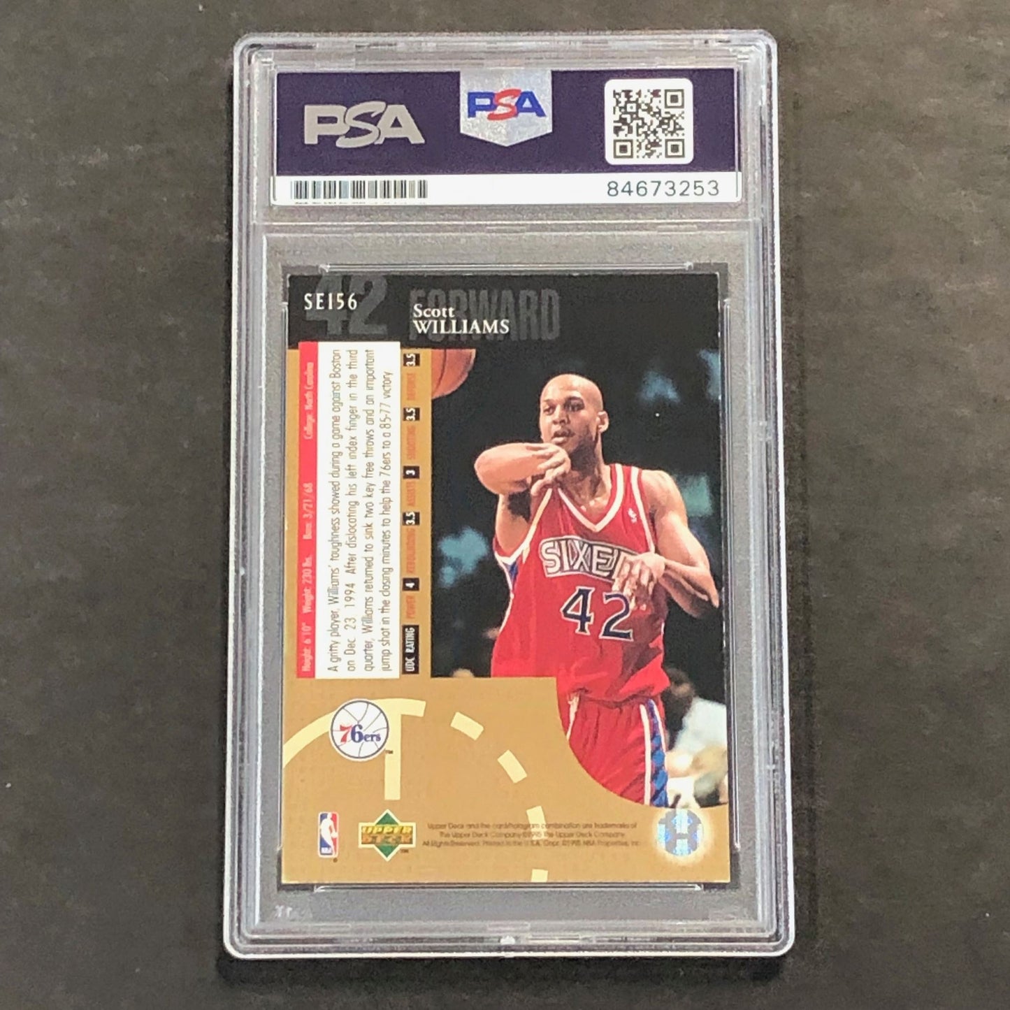 1996 Upper Deck #SE156 Scott Williams Signed Card AUTO PSA Slabbed 76ers