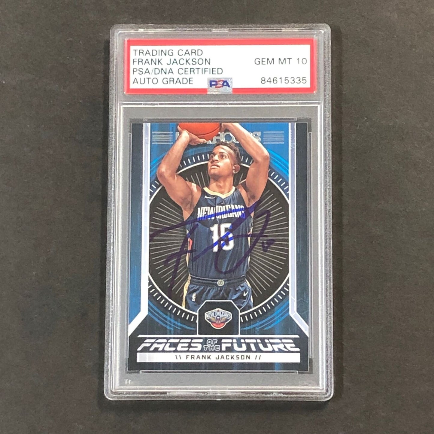 2017-18 NBA Hoops Faces of the Future #14 Frank Jackson Signed Card AUTO 10 PSA