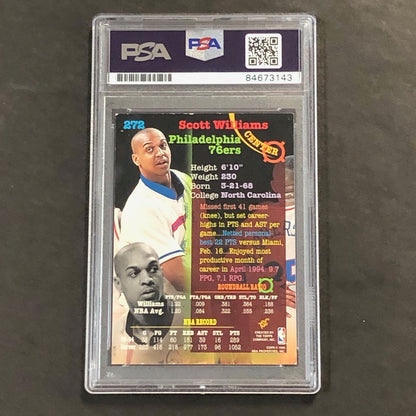 1994-95 Topps Stadium Club #272 Scott Williams Signed Card AUTO PSA Slabbed 76er