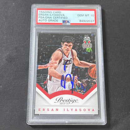 2013-14 Panini Prestige #97 Ersan Ilyasova Signed Card AUTO 10 PSA Slabbed Bucks