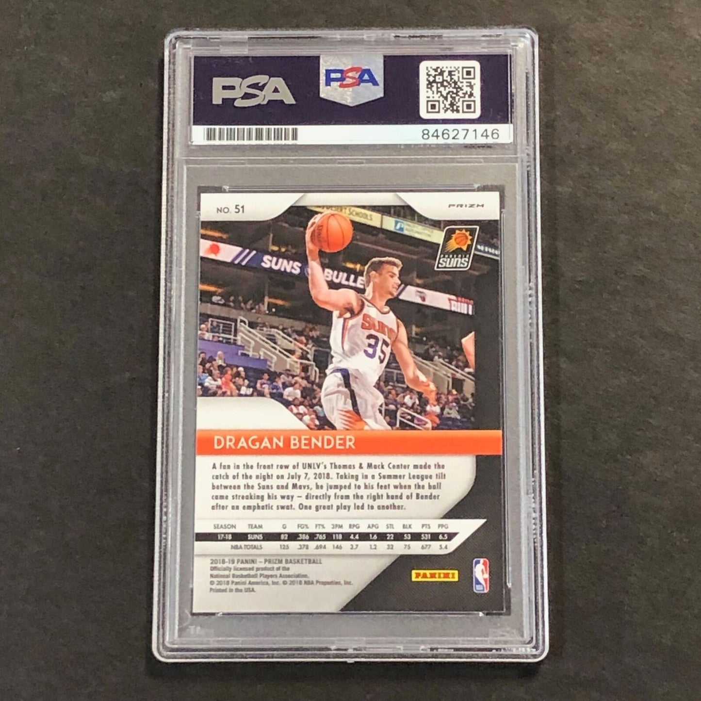 2018-19 Panini Prizm #51 Dragan Bender Signed Card AUTO 10 PSA Slabbed Suns