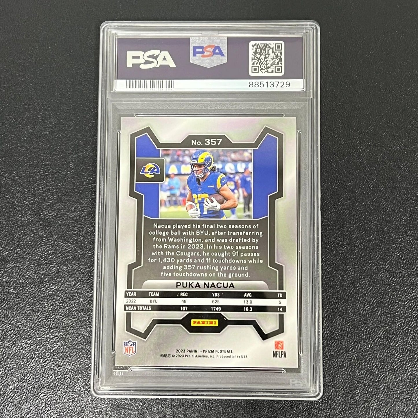 2023 Panini Prizm #357 Puka Nacua Signed Card PSA Auto Slabbed Rams RC