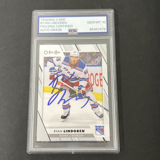 2023-24 O-Pee-Chee #217 Ryan Lindgren signed card PSA Auto 10