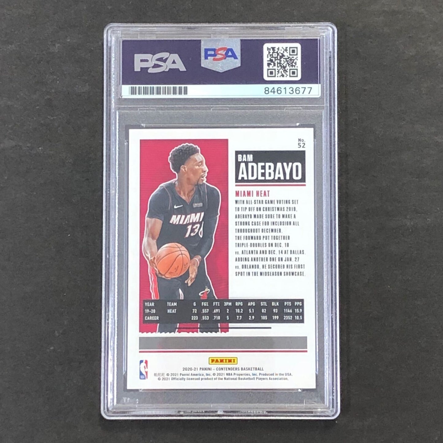 2021 Panini Contenders #52 BAM ADEBAYO Signed Card AUTO PSA Slabbed Heat