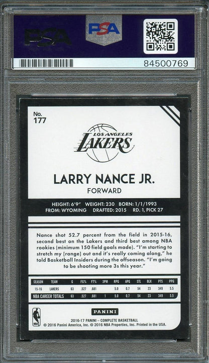 2016-17 Panini Complete #177 Larry Nance Jr. Signed Card AUTO 10 PSA Slabbed Lak