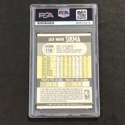 1990 Fleer #110 Jack Sikma Signed Card AUTO 10 PSA/DNA Slabbed Bucks