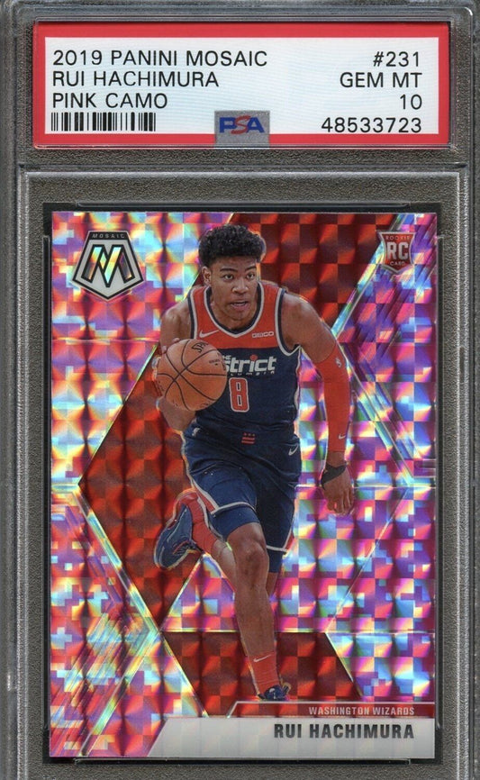 2019 Panini Mosaic #231 Rui Hachimura Pink Camo PSA 10 Gem Mint RC