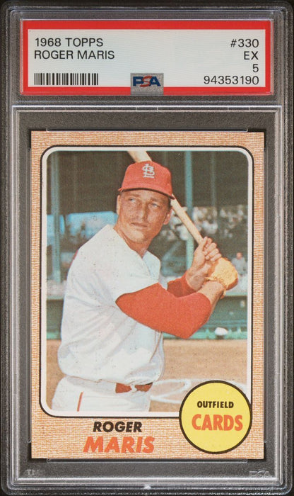 1968 Topps #330 Roger Maris PSA EX 5 Slabbed St. Louis Cardinals