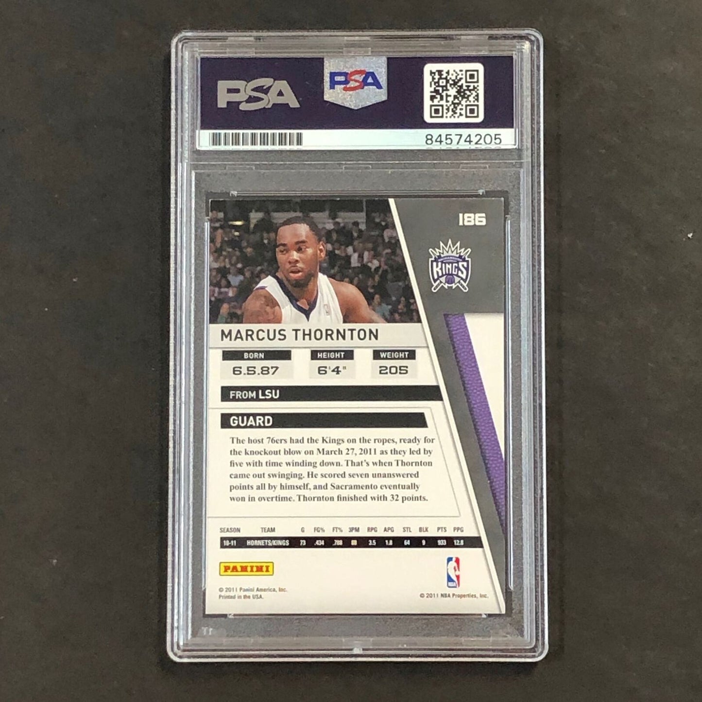 2010-11 Panini Season Update #186 Marcus Thornton Signed Card AUTO PSA Slabbed K