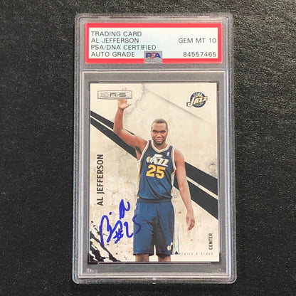 2010-11 Rookies & Stars #81 Al Jefferson Signed Card AUTO 10 PSA Slabbed Jazz