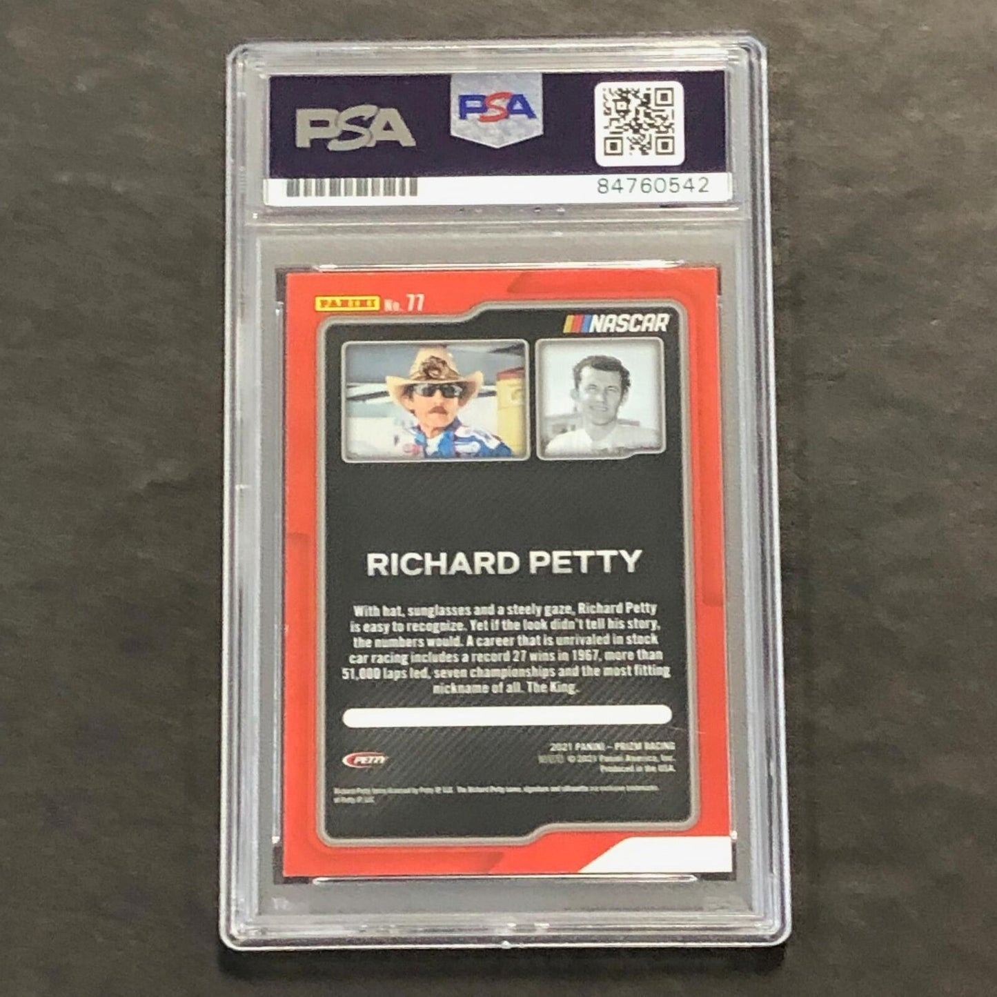 2021 Panini Prizm Racing Flashbacks #77 Richard Petty Signed Card AUTO GRADE 10