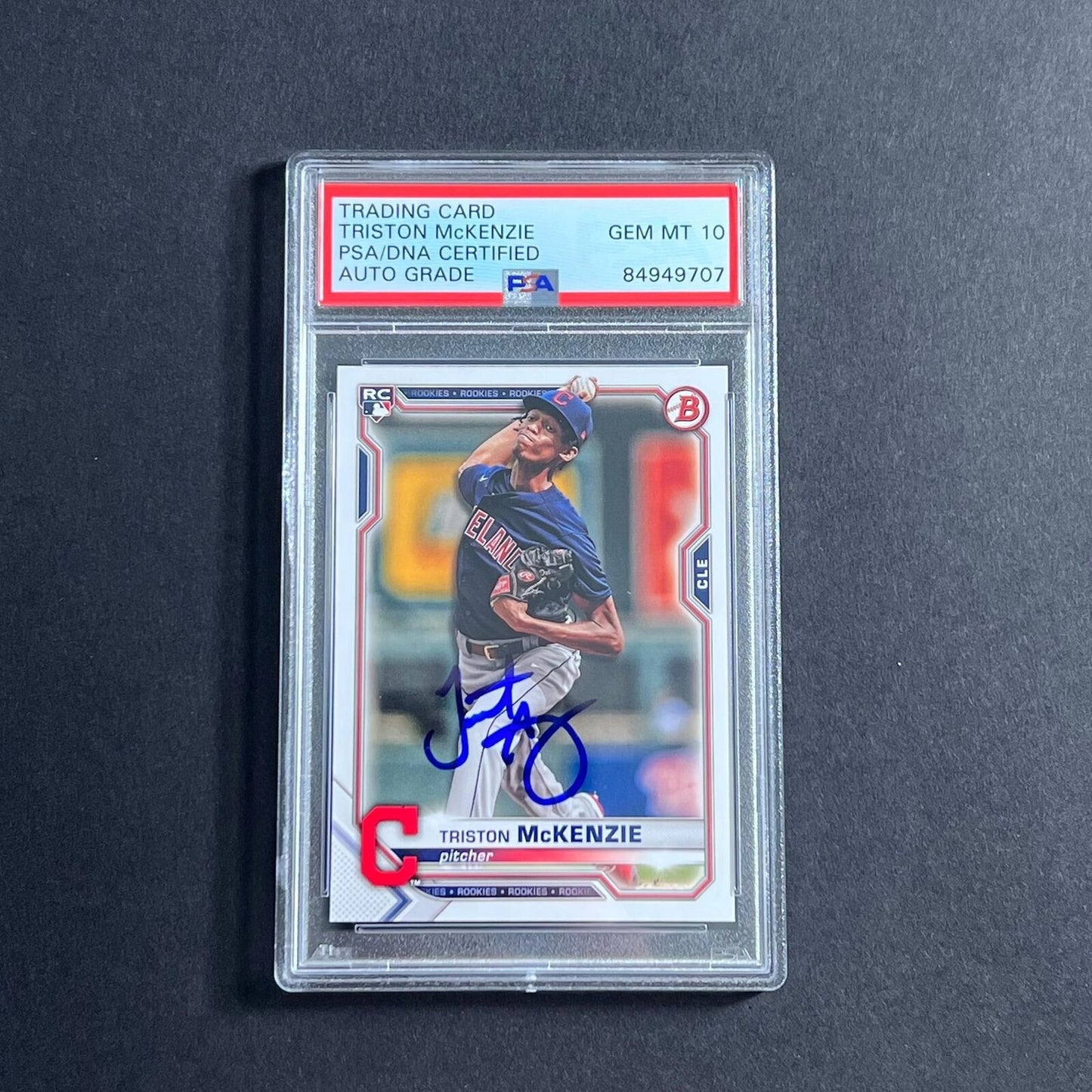 2021 Topps Bowman Chrome RC #79 Triston McKenzie Signed Card PSA Slabbed Auto Gr