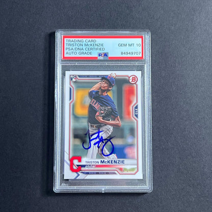 2021 Topps Bowman Chrome RC #79 Triston McKenzie Signed Card PSA Slabbed Auto Gr